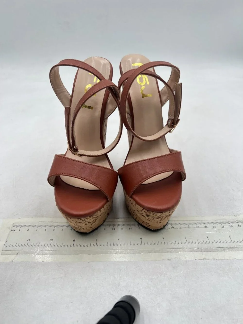 FSJ Tan Open Toe Ankle Strap Wedge Heel Platform Sandals - Picture 3 of 8